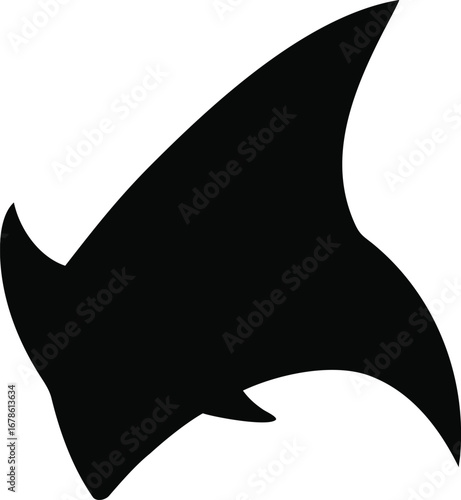 Bold black silhouette of a shark fin emerging from water symbolizing power danger and ocean life silhouette