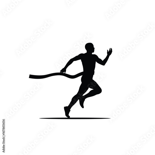 Winning Runner Silhouette: Success Graphic