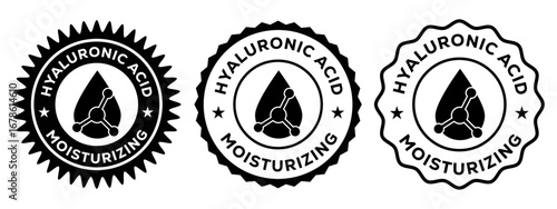 Hyaluronic Acid Moisturizing Badge Skincare Hydration Beauty Label Icon