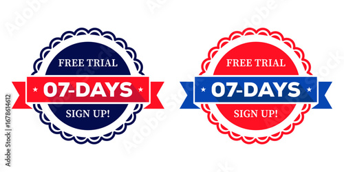 Free Trial Seven Days Badge Promotional Sign Up Offer Label