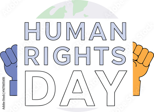 Human rights day celebration with hands and globe