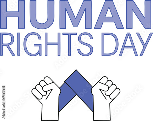 Human rights day celebration with fists and symbol
