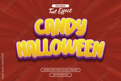 3d Candy halloween editable text effect with cartoon text style