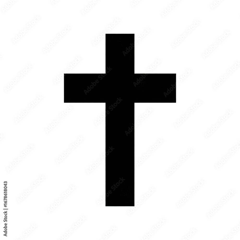 Simple black cross symbol icon, religious Christian symbol, minimalist design
