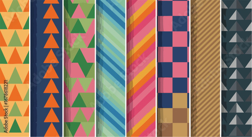 Vibrant geometric patterns offer modern design inspiration for creative projects