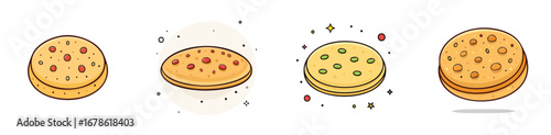 Flatbread vector icon collection with clean lines and modern minimal style.