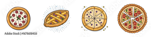 Turkish Pide vector icon collection with clean lines and modern minimal style.