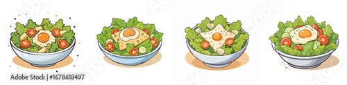 Caesar Salad vector icon collection with clean lines and modern minimal style.