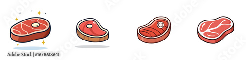 Beef Steak vector icon collection with clean lines and modern minimal style.