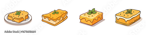 Chicken Parmesan vector illustration set featuring detailed, colorful design elements.