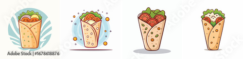 Chicken Shawarma vector illustration set featuring detailed, colorful design elements.