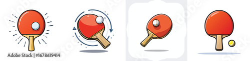 table tennis vector illustration set featuring detailed, colorful design elements.