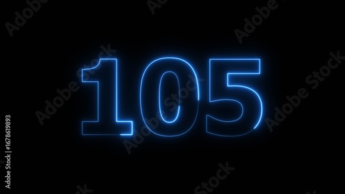 Abstract beautiful blue neon 105 number illustration background 4K.