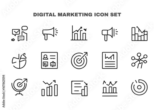 digital marketing icon set vector format