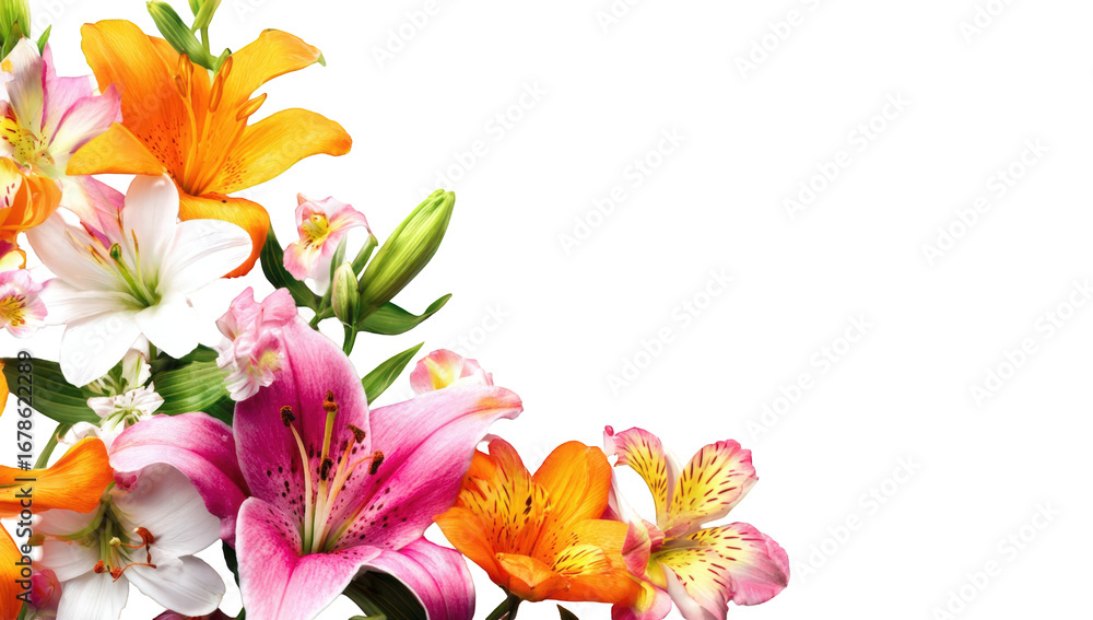 Fototapeta premium Vibrant flower bouquet corner