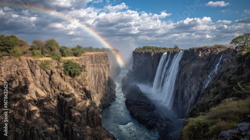 Wallpaper Mural Rainbow arches over Victoria Falls, dramatic canyon Torontodigital.ca