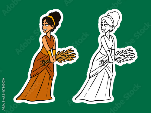 Ancient Greek goddess Demeter harvest wheat Sticker Illustration