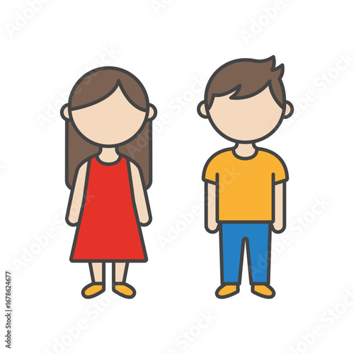 Girl and boy children icon. Presschool Kids. Vector illustration