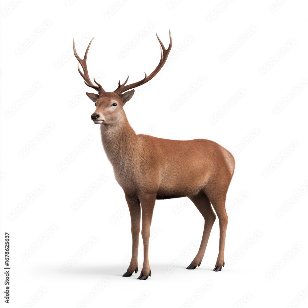 Fototapeta premium High-Resolution Deer with Antlers Cutout on Transparent Background, PNG-Ready for Overlay