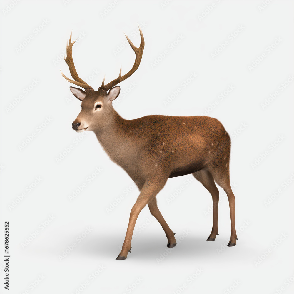 Obraz premium High-Resolution Deer with Antlers Cutout on Transparent Background, PNG-Ready for Overlay