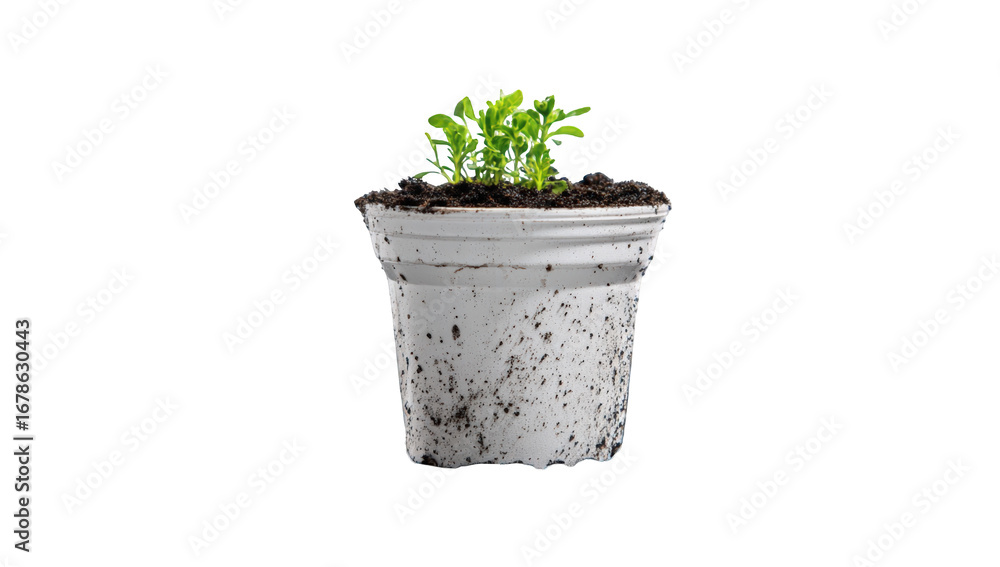 Fototapeta premium Small plant in a simple white pot