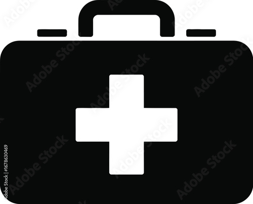 Medical kit with white cross first aid health