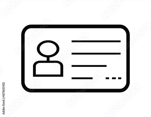 A professional vector icon representing an ID card or user profile, ideal for use on websites, mobile apps, and digital platforms that require user identification or personal information.