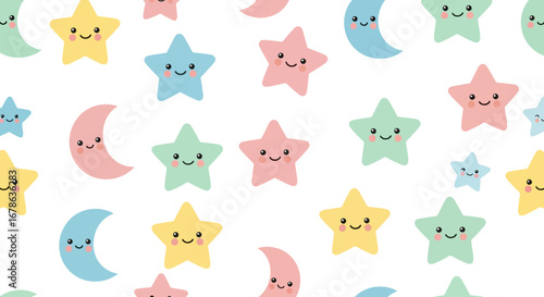 Cute Star and Moon Seamless Pattern