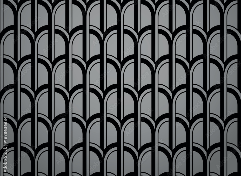 Fototapeta The geometric pattern with wavy lines. Seamless vector background. Gray and black texture. Simple lattice graphic design