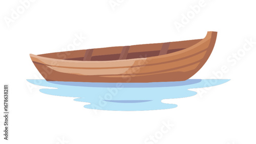 Explore the serene waters with this wooden rowboat vector illustration for nautical themed designs and projects