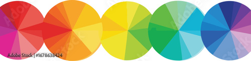 Vibrant spectrum of color wheels creates modern, dynamic visual appeal for design projects