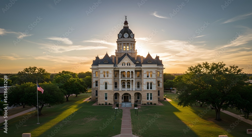 Fototapeta premium Courthouse at sunset historical landmark