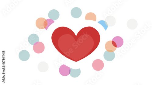 Red heart with colorful bokeh background for valentine's day love romance and wedding graphic design element