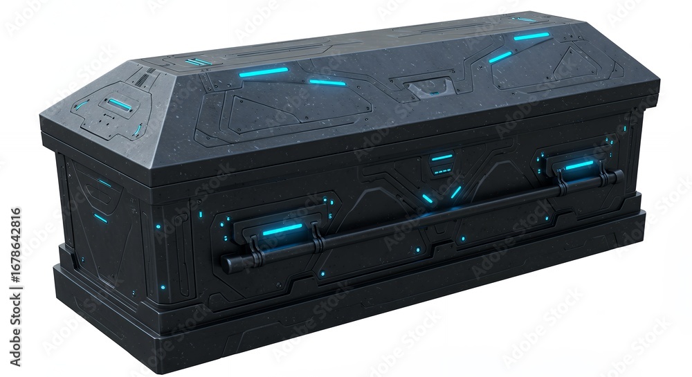 Obraz premium Futuristic dark teal glowing chest object