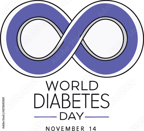 World diabetes day illustration with infinity symbol
