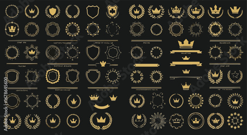 Elegant gold crests and crowns create a luxurious, premium brand identity for distinguished businesses