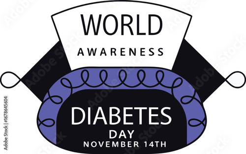 World diabetes day awareness symbol for health and prevention of diabetes and its impact