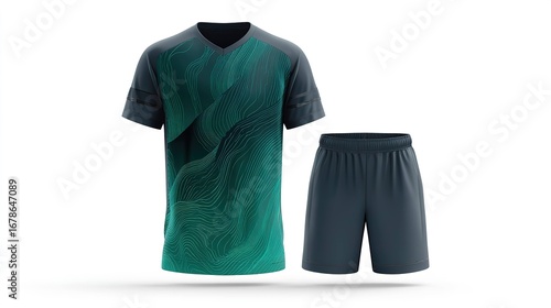 Fototapeta Naklejka Na Ścianę i Meble -  Teal and dark navy sports uniform