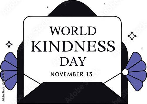 World kindness day message in an envelope to celebrate the importance of being kind to each other
