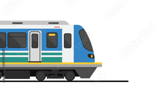 Modern city train in flat design with minimalist style