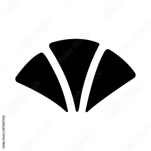 Illustration showing a black icon of sushi, rolls and other attributes of Japanese food, on a white background