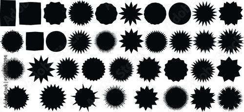 Trendy starburst shapes for graphic design projects, adding dynamic flair to layouts
