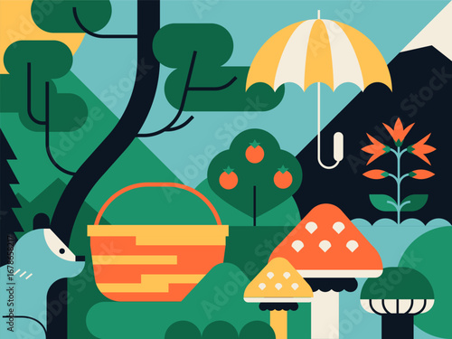 Beauty of nature - colorful flat design style illustration