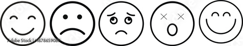 Emotion icon set.Rating happy neutral sad emoji emotion icon customer satisfaction smiley good bad medium reaction.