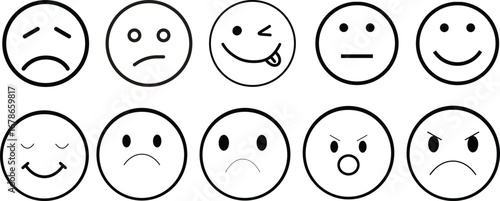 Emotion icon set.Rating happy neutral sad emoji emotion icon customer satisfaction smiley good bad medium reaction.