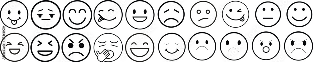 Fototapeta premium Emotion icon set.Rating happy neutral sad emoji emotion icon customer satisfaction smiley good bad medium reaction.