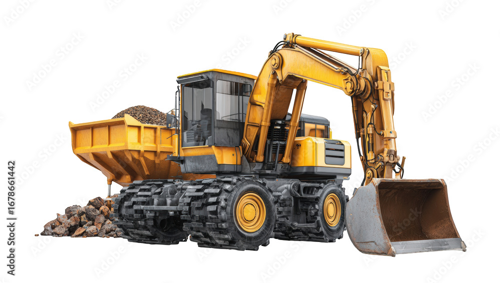 Fototapeta premium Heavy construction vehicle, excavator