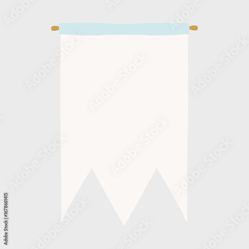 White medieval pennant hanging from a wooden rod