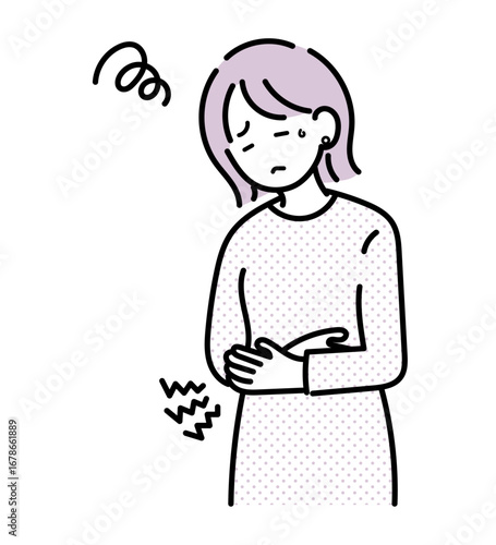 生理痛で体調不良の女性のイラスト