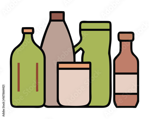 Wine bottle and glass with red and white wine on isolated background